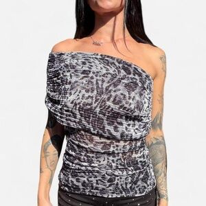Body Central Black and White Animal Print Blouse